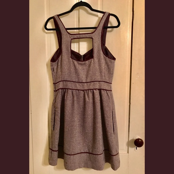 Wool Purple Herringbone Metallic Dress - Picture 2 of 5